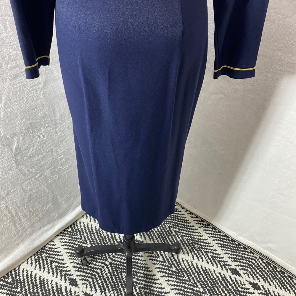VTG  Stunning John Roberts Navy Blue Gold‎ Trimmed Tuxedo Dress Professional 10 - Picture 11 of 16